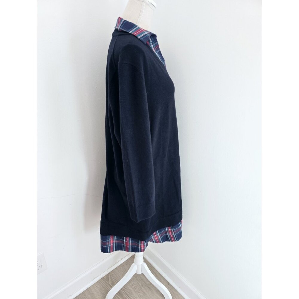 Draper James Wool Cotton Plaid Preppy Layered Shirt Sweater Dress 2X Collared - Picture 4 of 12